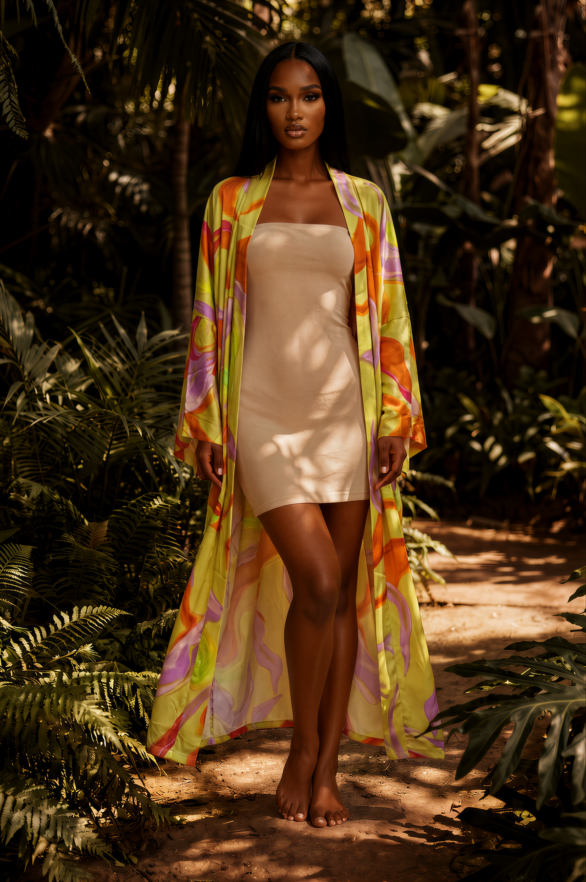 Keylime Swirl Kimono with matching scarf