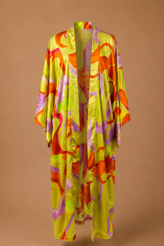 Keylime Swirl Kimono with matching scarf