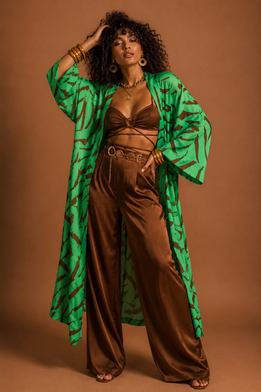 Minted Palm Kimono with matching scarf