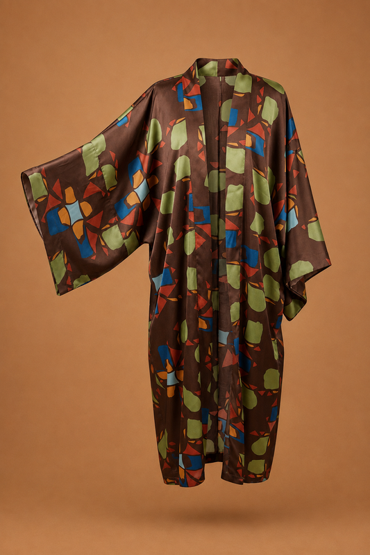 Earth Mosaic Kimono with matching scarf