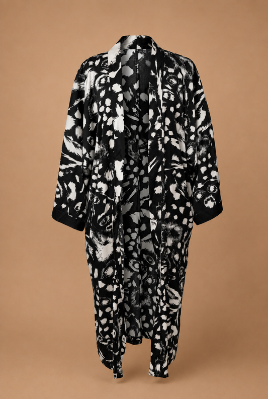 Midnight Bloom Kimono with matching scarf