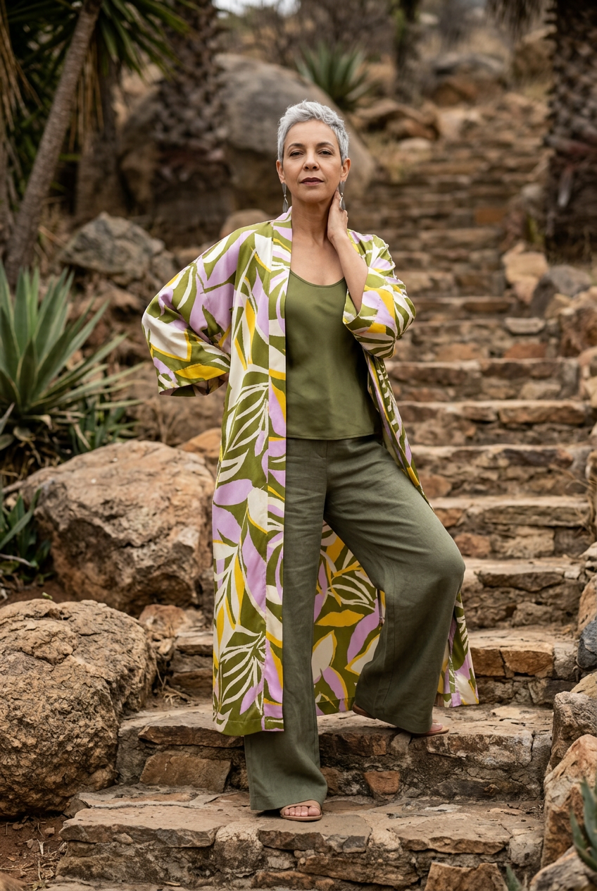 Botanical Muse Kimono with matching scarf